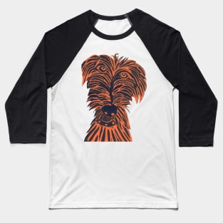 Dog. Scruffy Mutt, Orange. Baseball T-Shirt